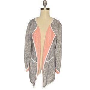 Helcarcii Grey and Pink Open Sweater Cardigan size L